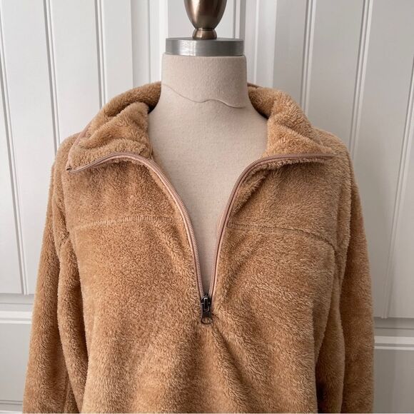 Pink Lily Tan Quarter Zip Sweater - Picture 3 of 9